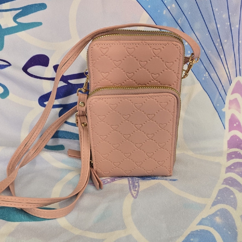 Heart Pattern Crossbody Bag - Pink